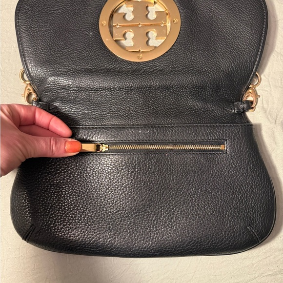 Tory Burch Black Gold Leather Crossbody Shoulder Bag - Picture 6 of 9